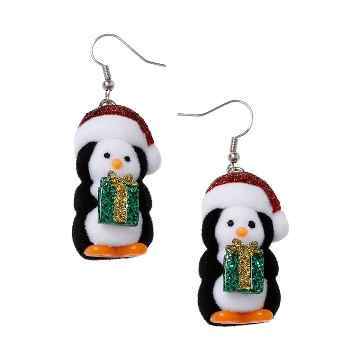 Penguin flocked drop earring (British brand)