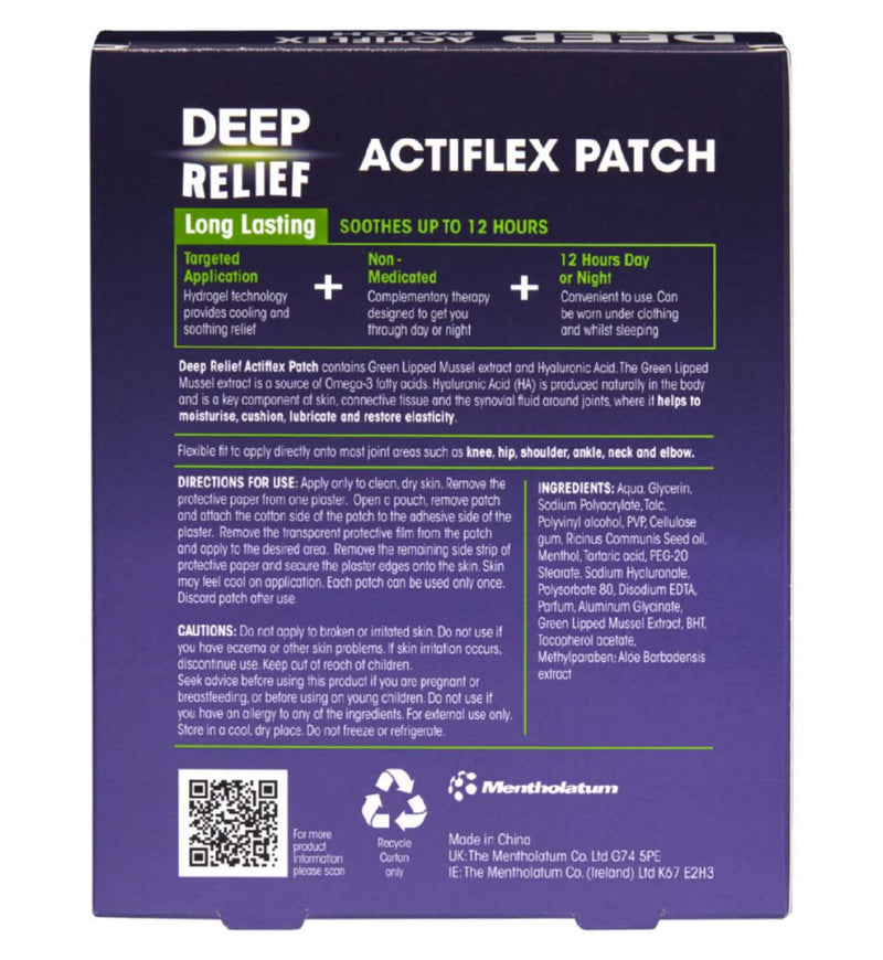 Deep Relief Actiflex joint pain relief patches 4 pack - British product