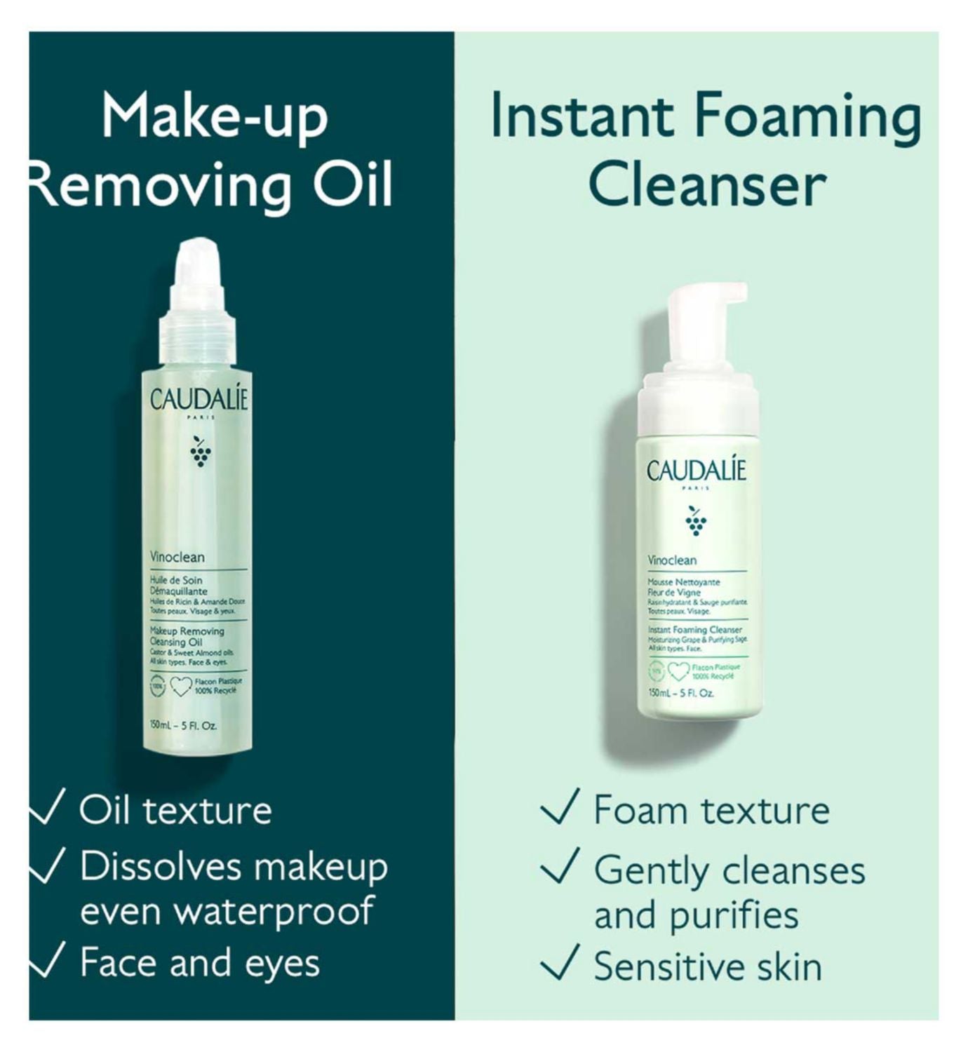 Caudalie Vinoclean Gentle Foam Cleanser 150ml - British product