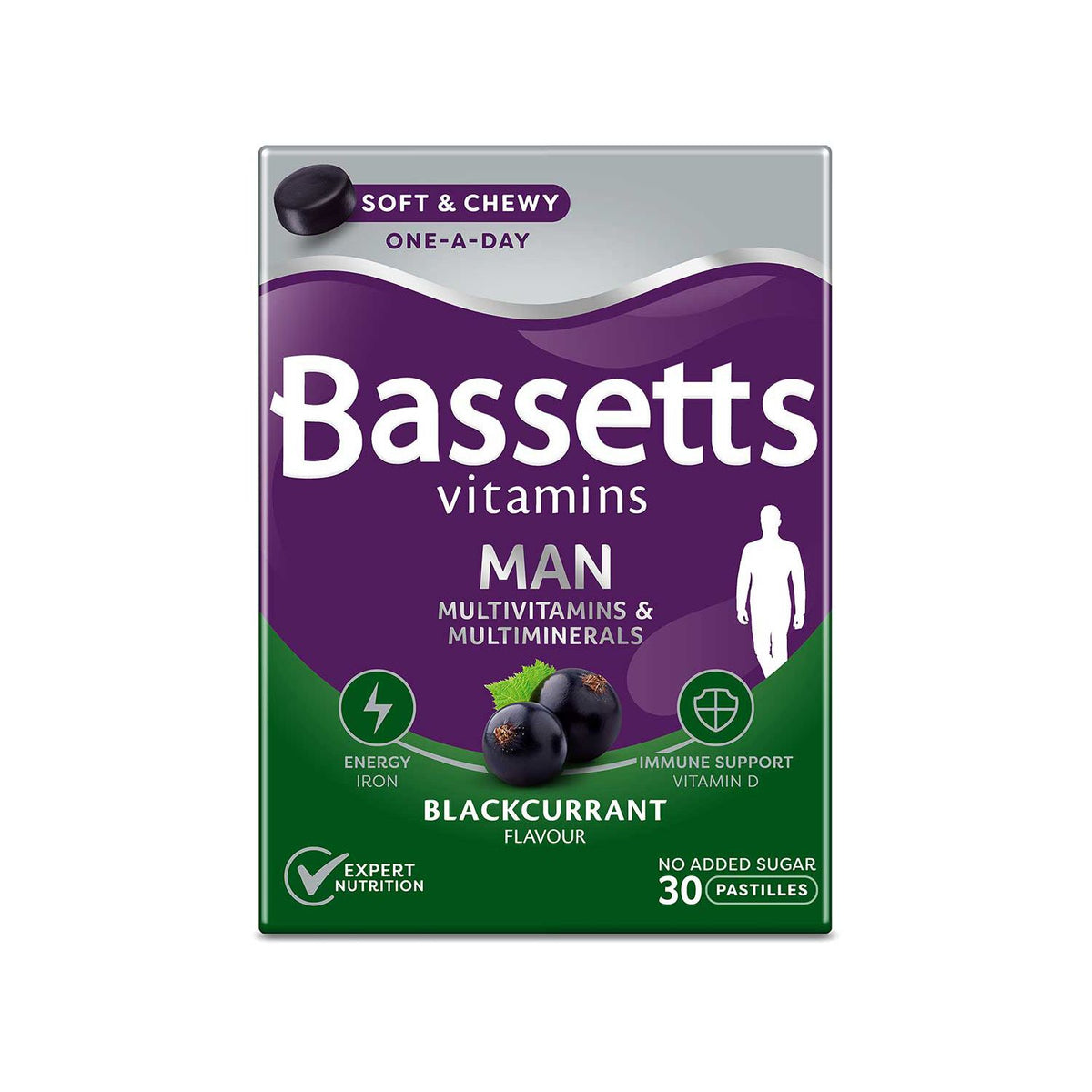 Bassetts Vitamins Man Blackcurrant pastilles 30 - British product