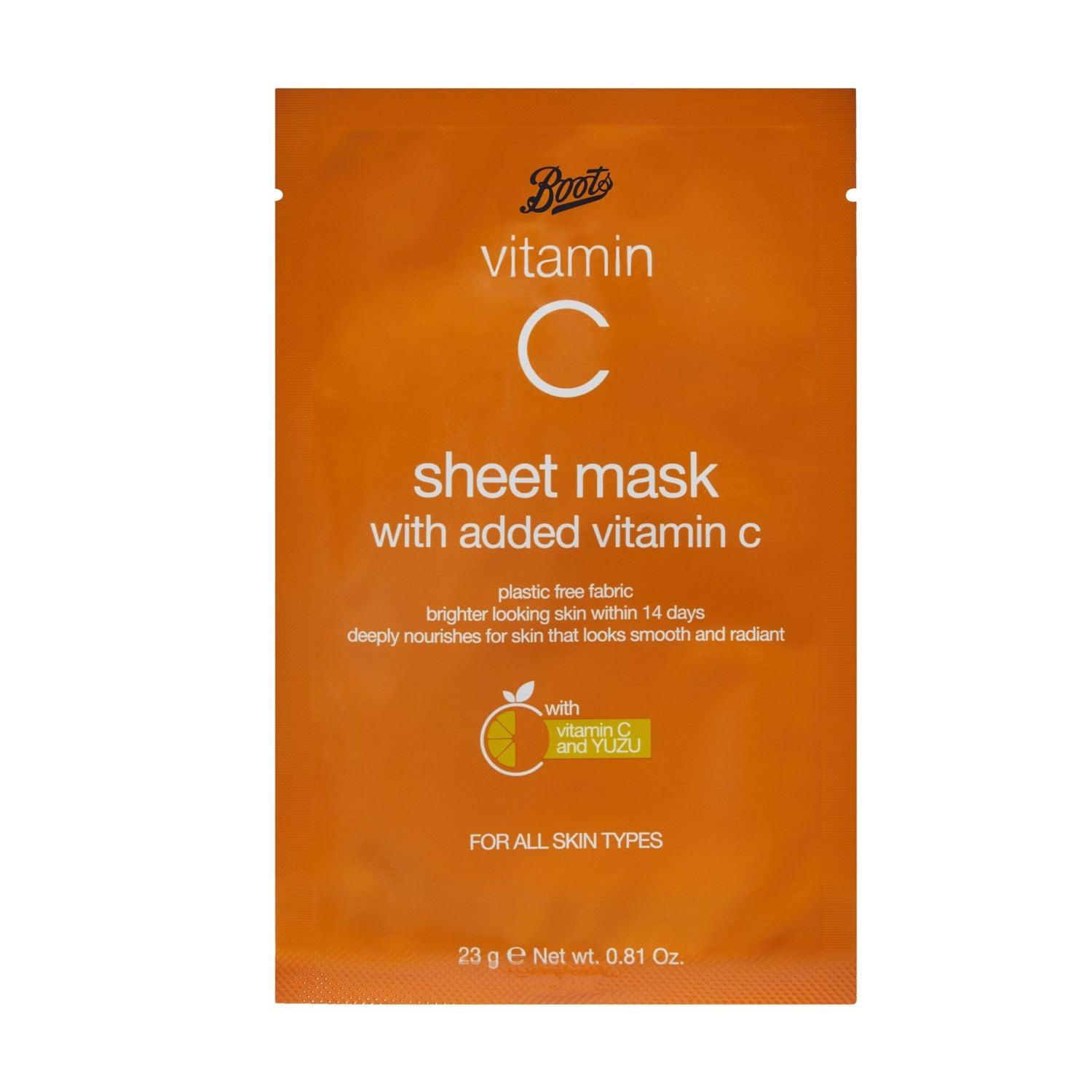 Boots Vitamin C Sheet Mask with Yuzu Extract - British product