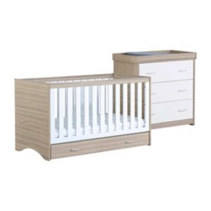 Babymore Veni 2 Pieces Room Set Oak White Nursery Furniture