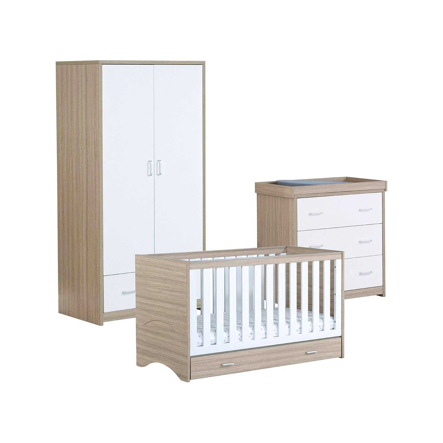 Babymore Veni 3 Pieces Room Set Oak White - British product