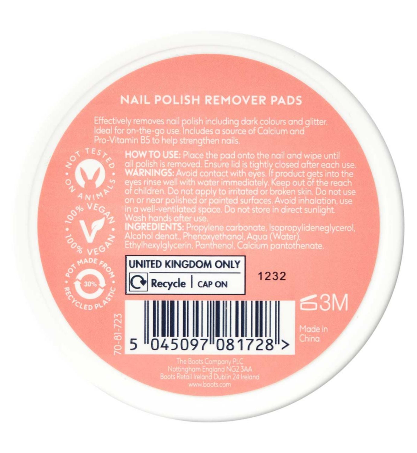Boots Nail Polish Remover Pads To Strengthen Nails - British product