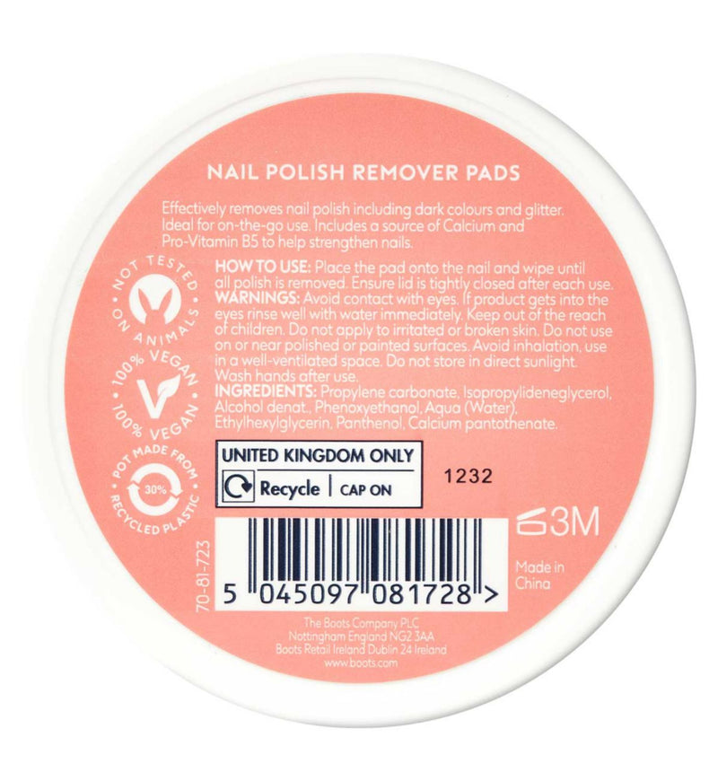Boots Nail Polish Remover Pads To Strengthen Nails - British product