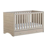 Babymore Veni Cot Bed with Under Drawer Warm Oak Wood Finish - British product
