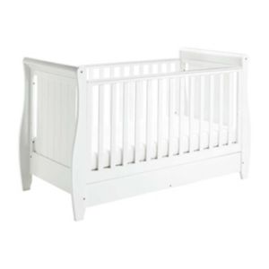 Babymore stella sleigh cot bed dropside with drawer - British product