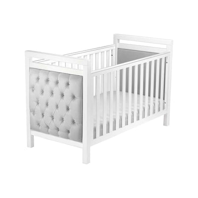 Babymore Velvet Deluxe Cot Bed White Convertible Nursery Furniture