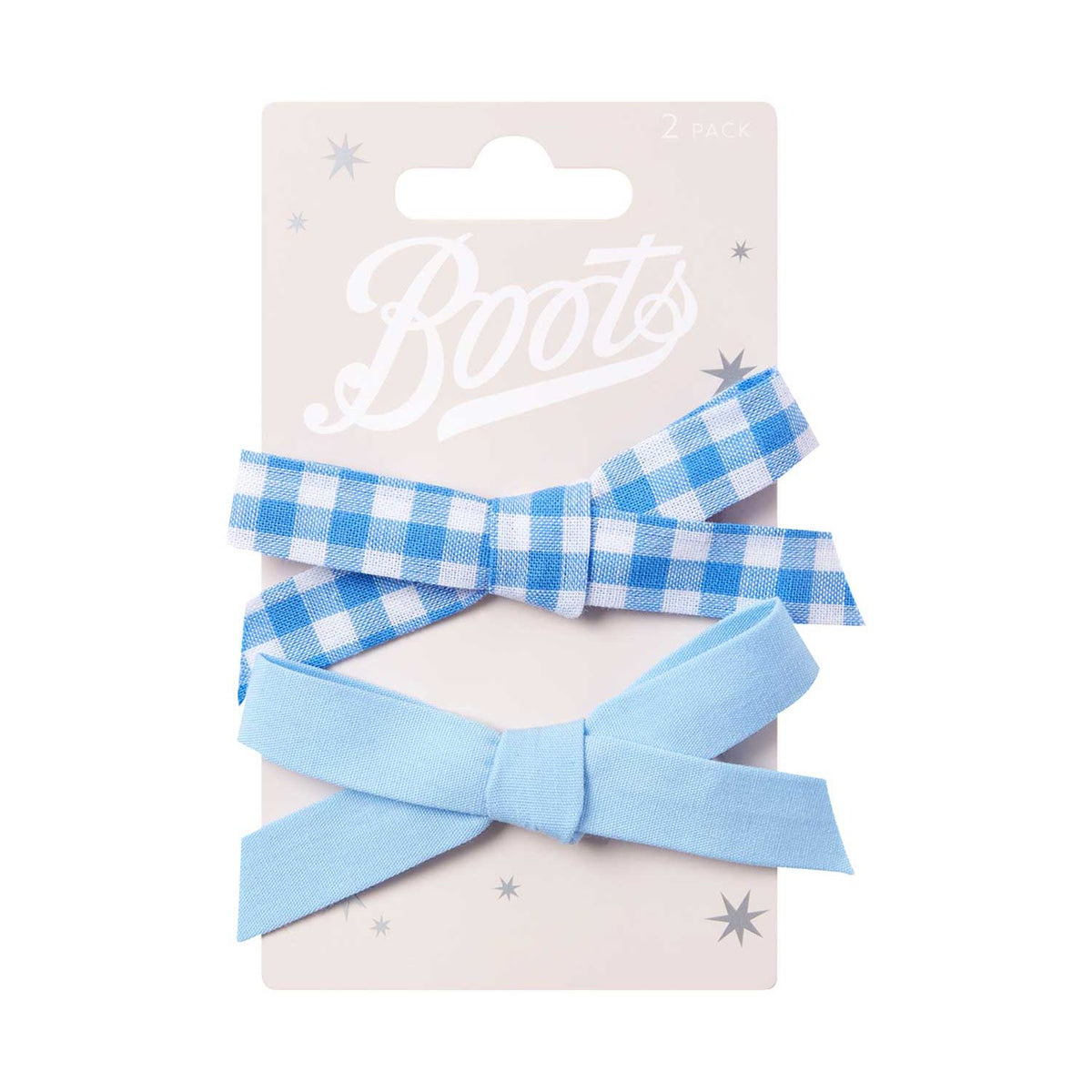 Boots Kids blue and white gingham hair bow clip - British product