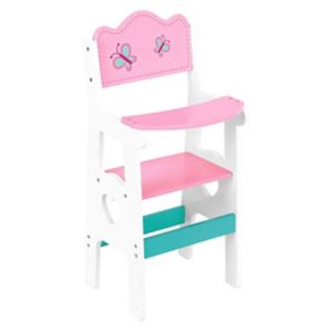 Wooden doll high chair and cradle set with bedding (British brand)