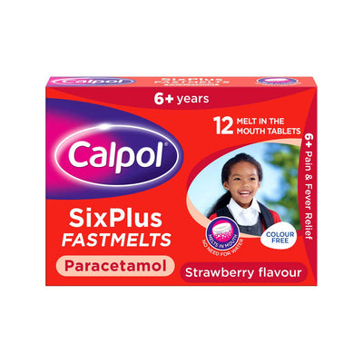 Calpol Six Plus Fastmelts Strawberry Orodispersible Tablets 12 Pack
