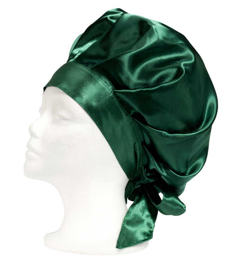 Cantu satin sleep tie bonnet green - British product