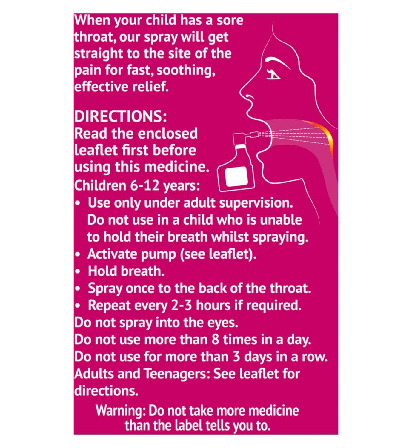 Chloraseptic Children's sore throat spray 15ml - British product