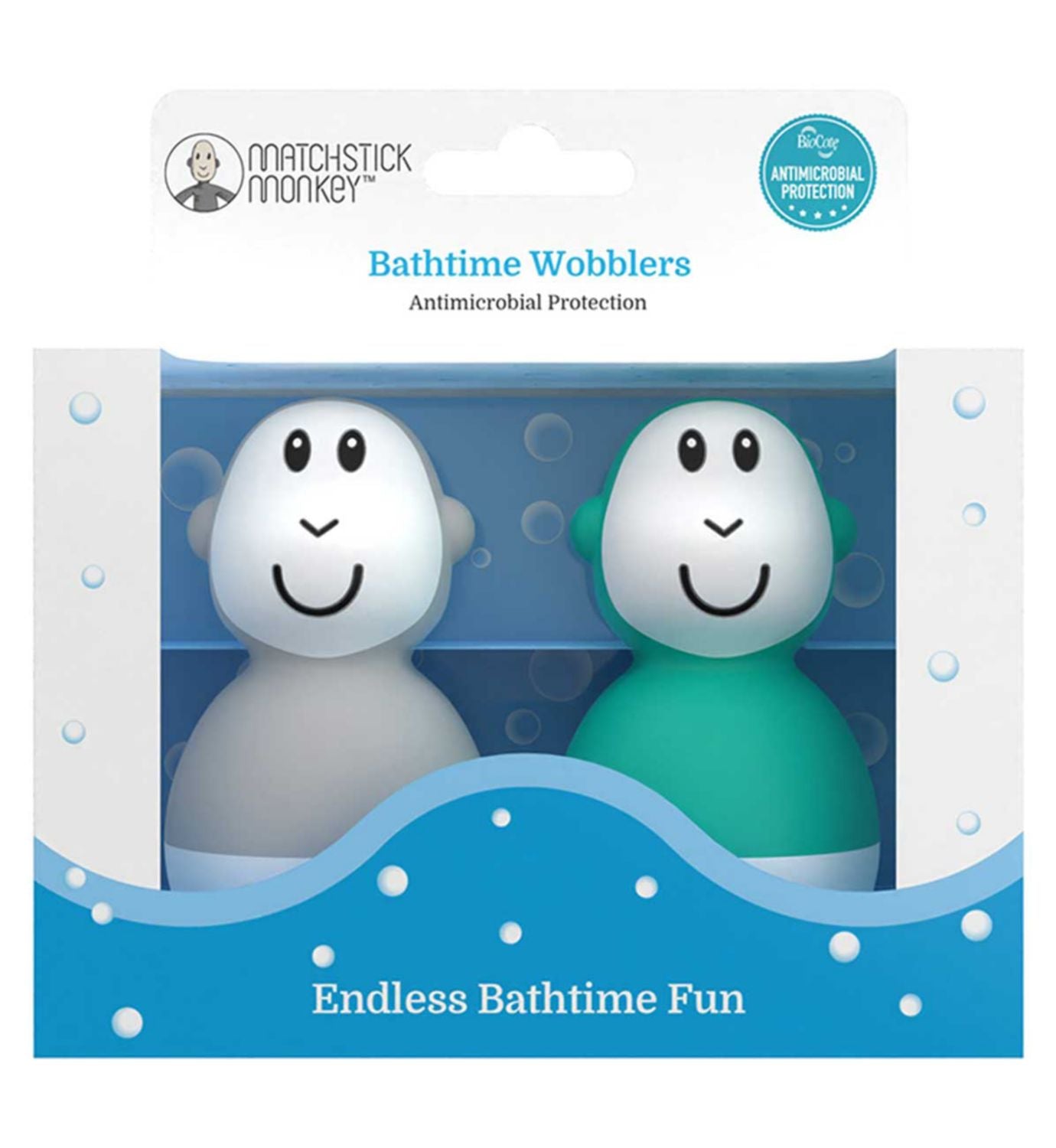 Matchstick Monkey Bathtime Wobblers Cool Grey Green, imported from the UK