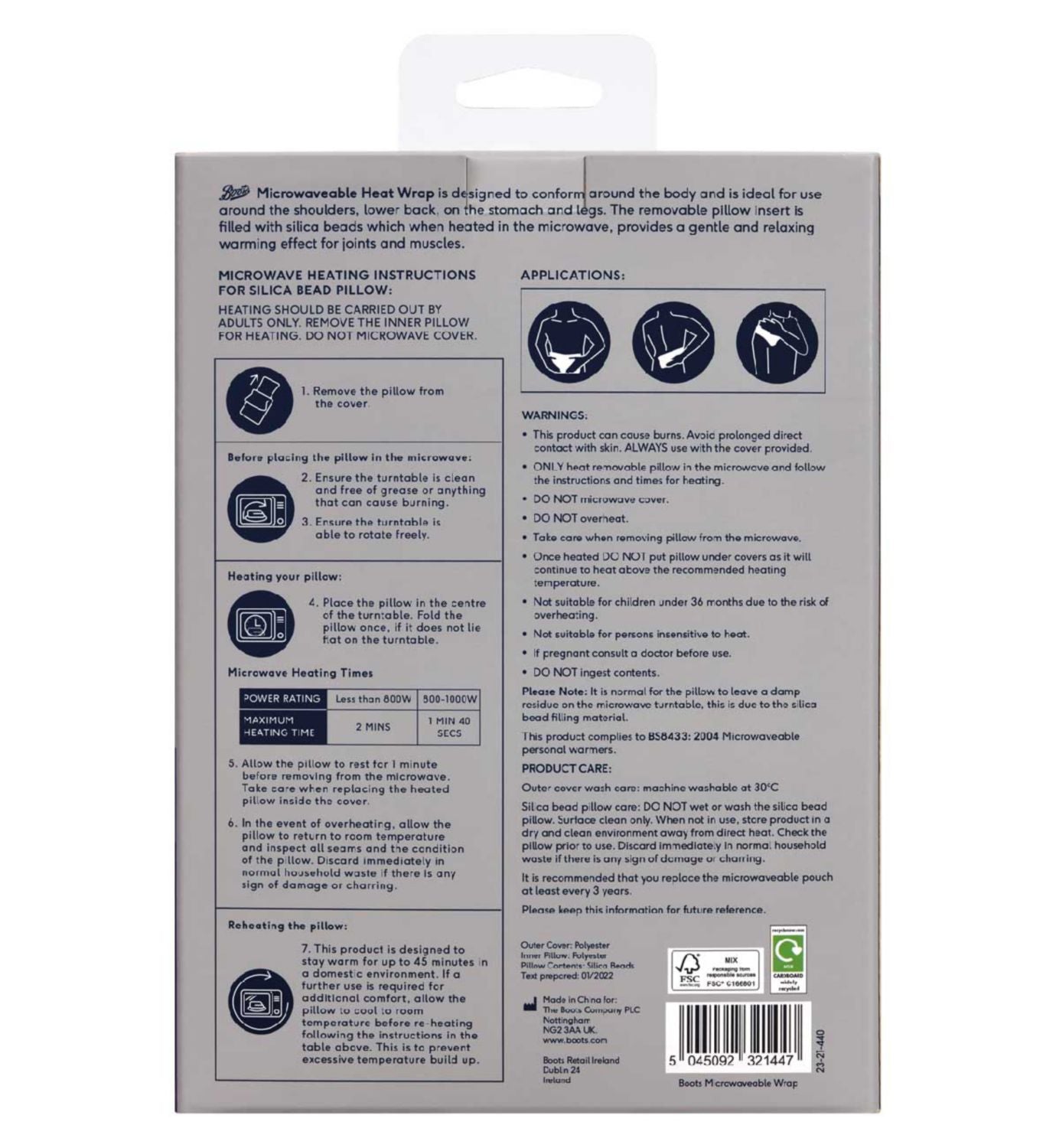Boots Microwaveable Heat Wrap Muscle Heating Pad - British product