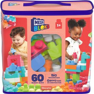 Mega Bloks Big Building Bag Pink Building Blocks 60 Pieces