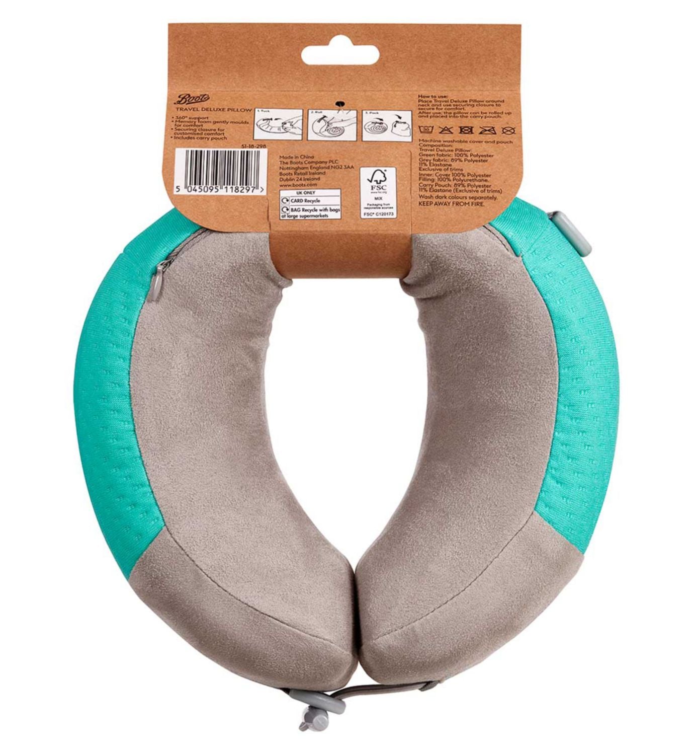 Boots deluxe travel pillow for long journeys - British product