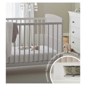 CuddleCo Juliet Cot Bed with Mattress Dove Grey - British product