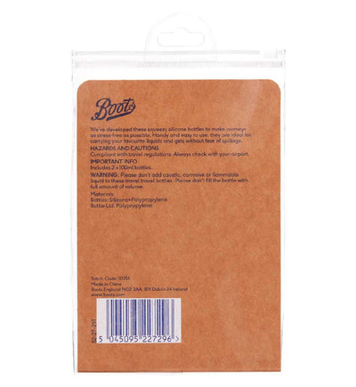 Boots Travel Squeezy Bottle Duo Set 100ml Contenants en silicone