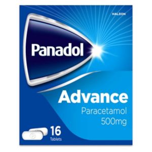 Panadol Advance 500mg Paracetamol Tablets 16ct, imported from the UK