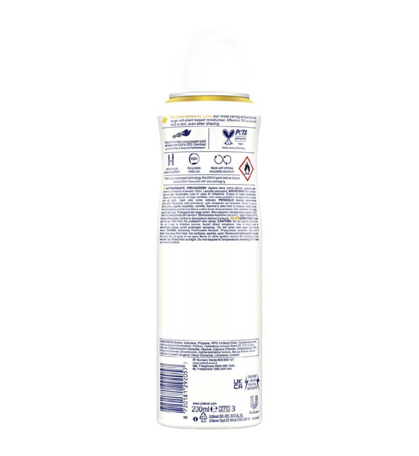 Dove Advanced Care Coconut & Jasmine Anti-Perspirant Spray 200ml - British product