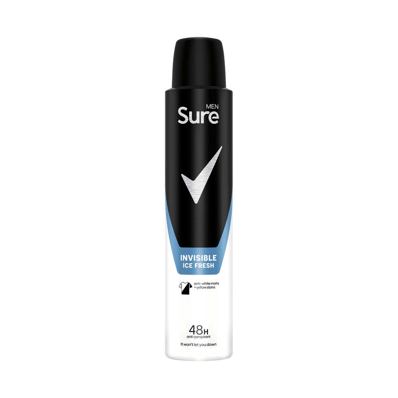 Sure Men Invisible Ice Fresh Anti-Perspirant Aerosol Spray 200ml, imported from the UK