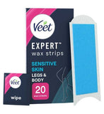 Veet Expert Wax Strips Legs Body Sensitive Hair Removal - 20s