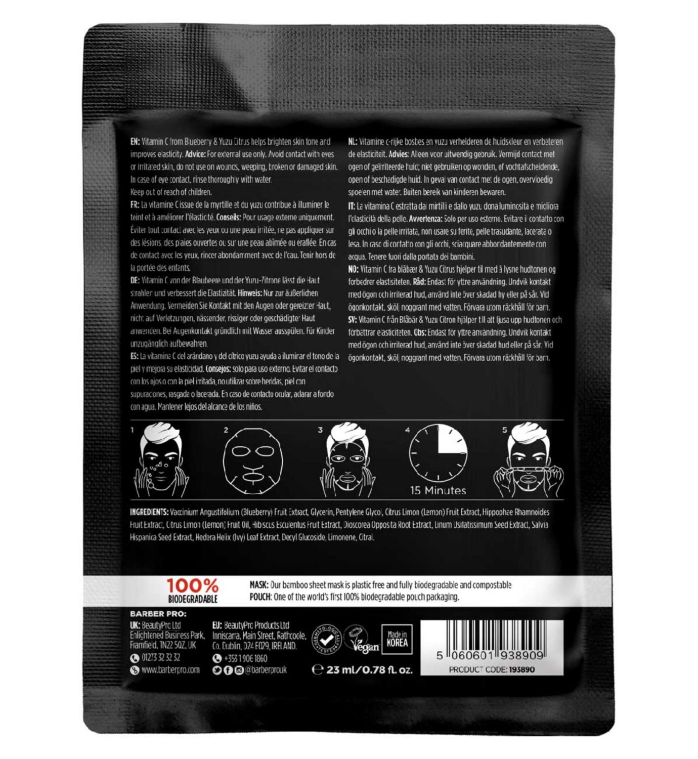 Barber Pro Anti-Ageing Vitamin C Sheet Mask - British product