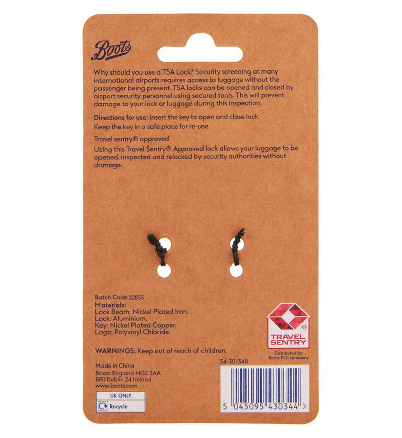 Boots TSA twin key travel padlocks - British product