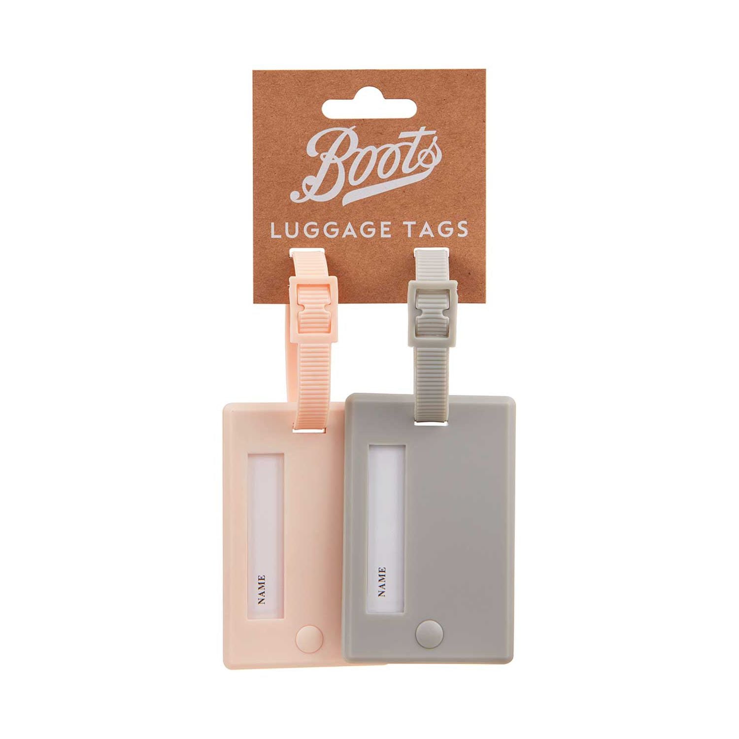 Boots luggage tag pink grey - British product