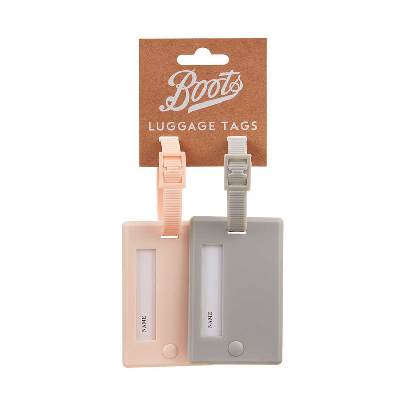 Boots luggage tag pink grey - British product