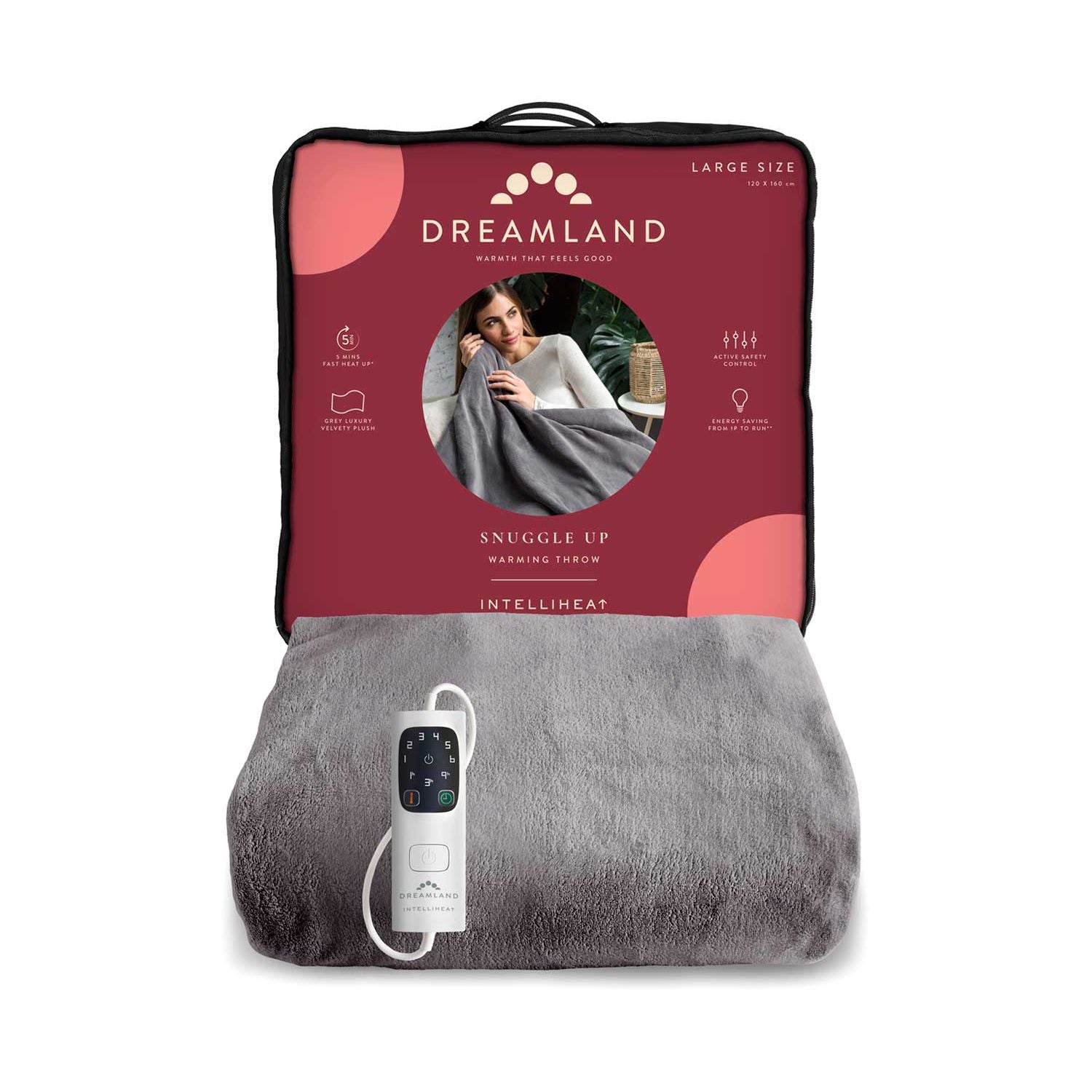 Dreamland Warming Throw Grey 120x160cm - British product