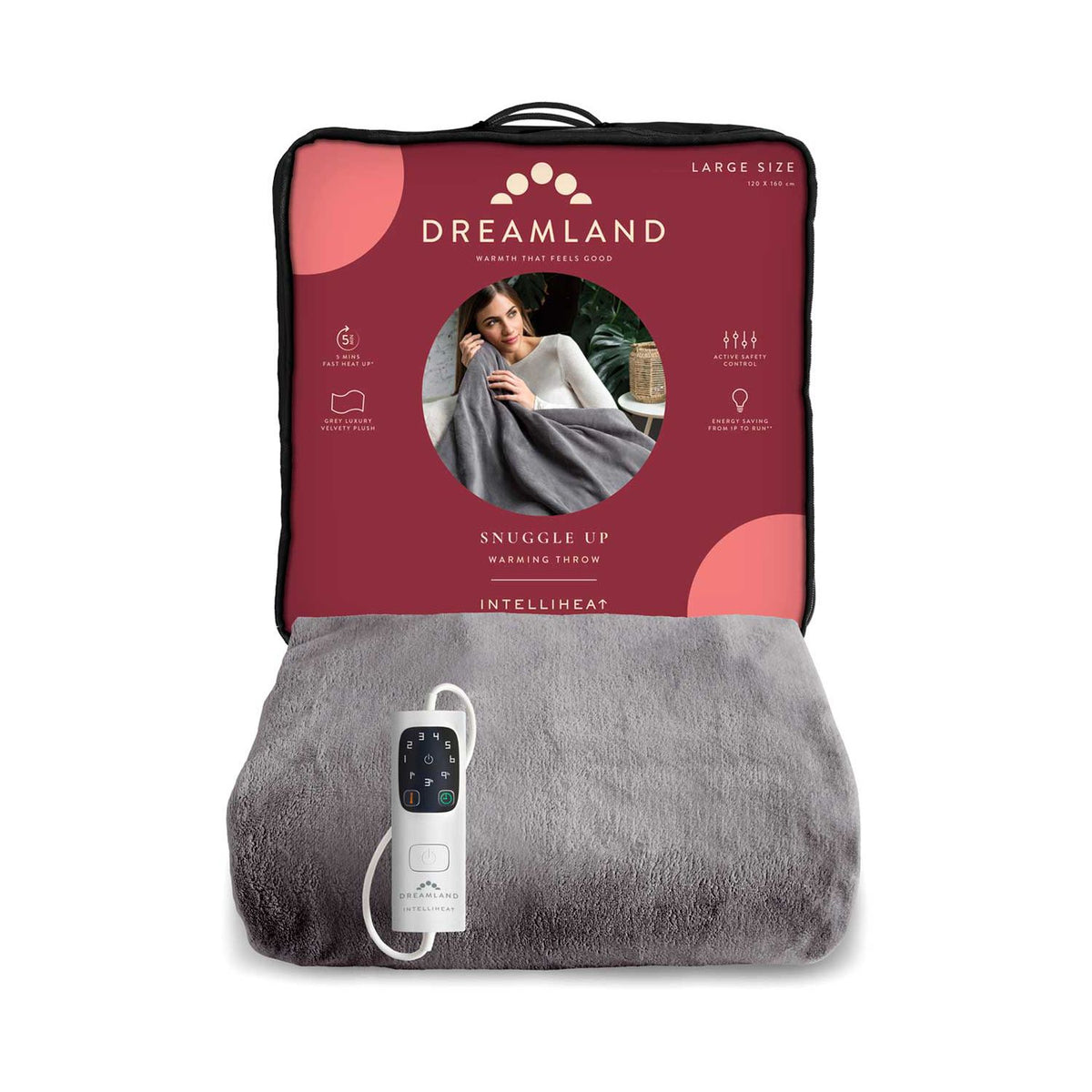 Dreamland Warming Throw Grey 120x160cm - British product