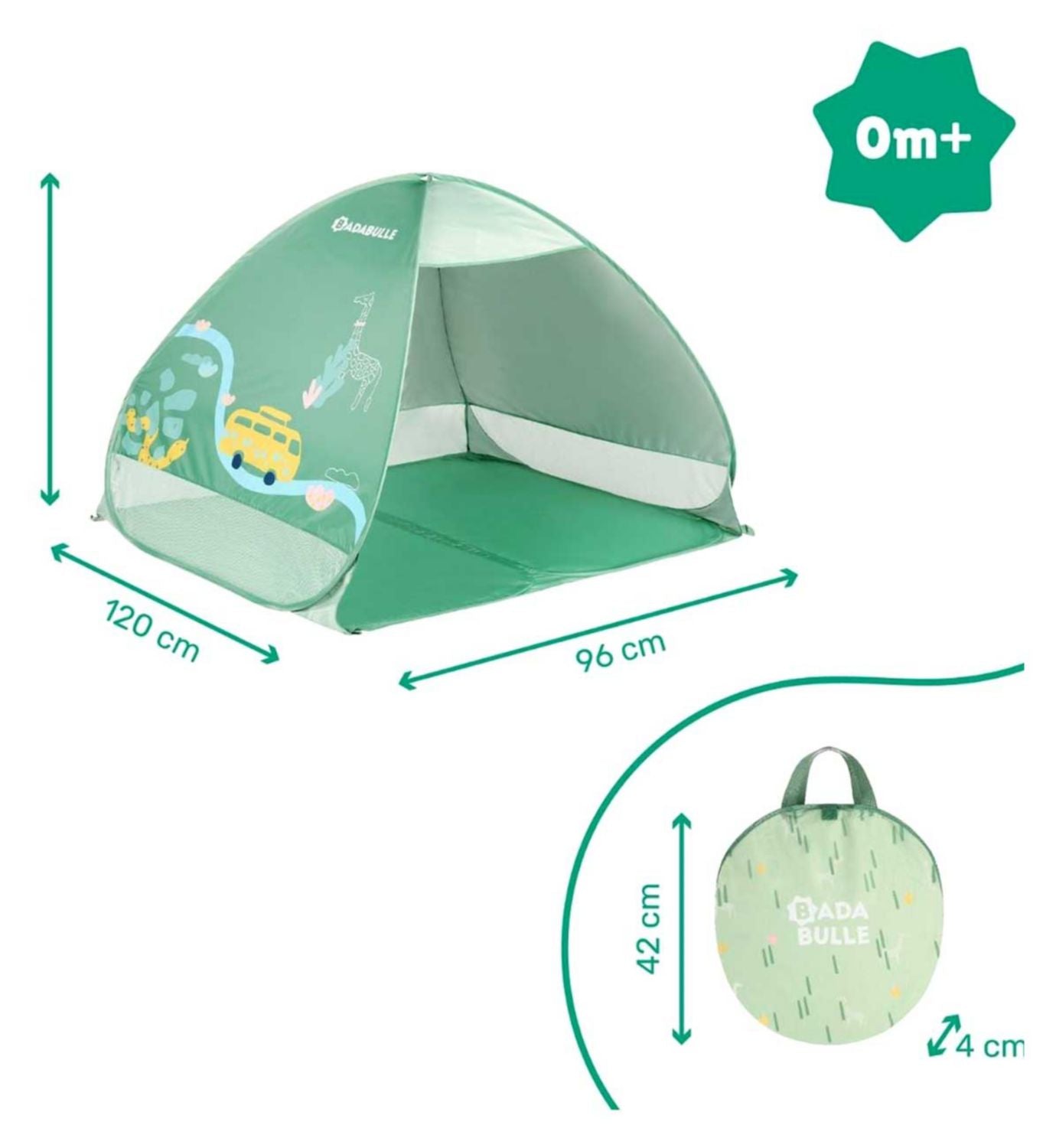 Babymoov Badabulle sun tent Sage 50+ UPF - British product
