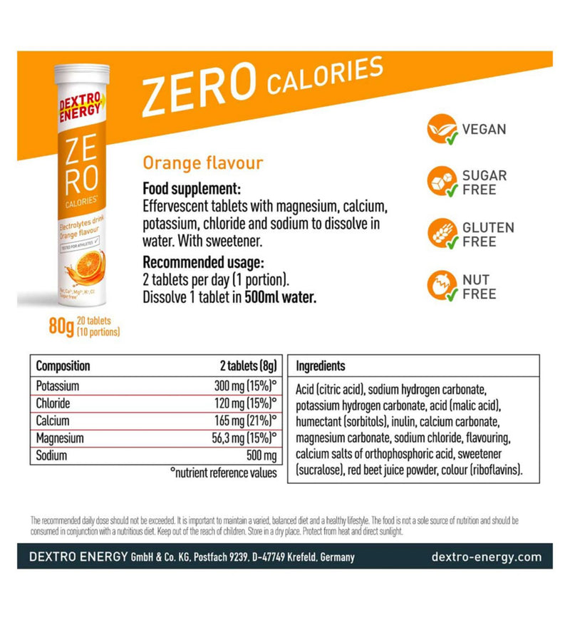 Dextro Energy orange effervescent tablets 60 pack - British product