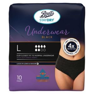 Boots Staydry Underwear Black Large 10 Pairs