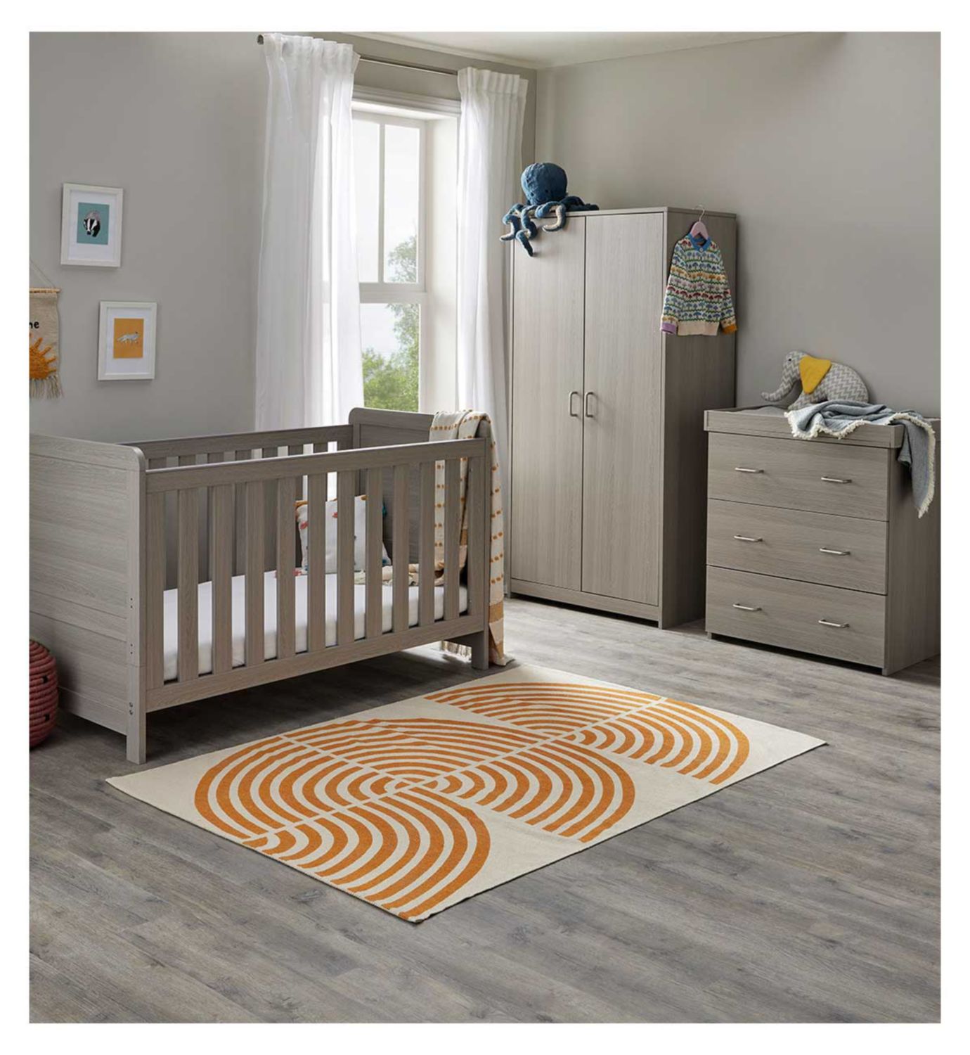 Babymore Caro Nursery Furniture Grey Wash - British product