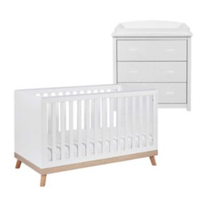 Babymore Mona 2 Piece Room Set White Cot Changer - British product