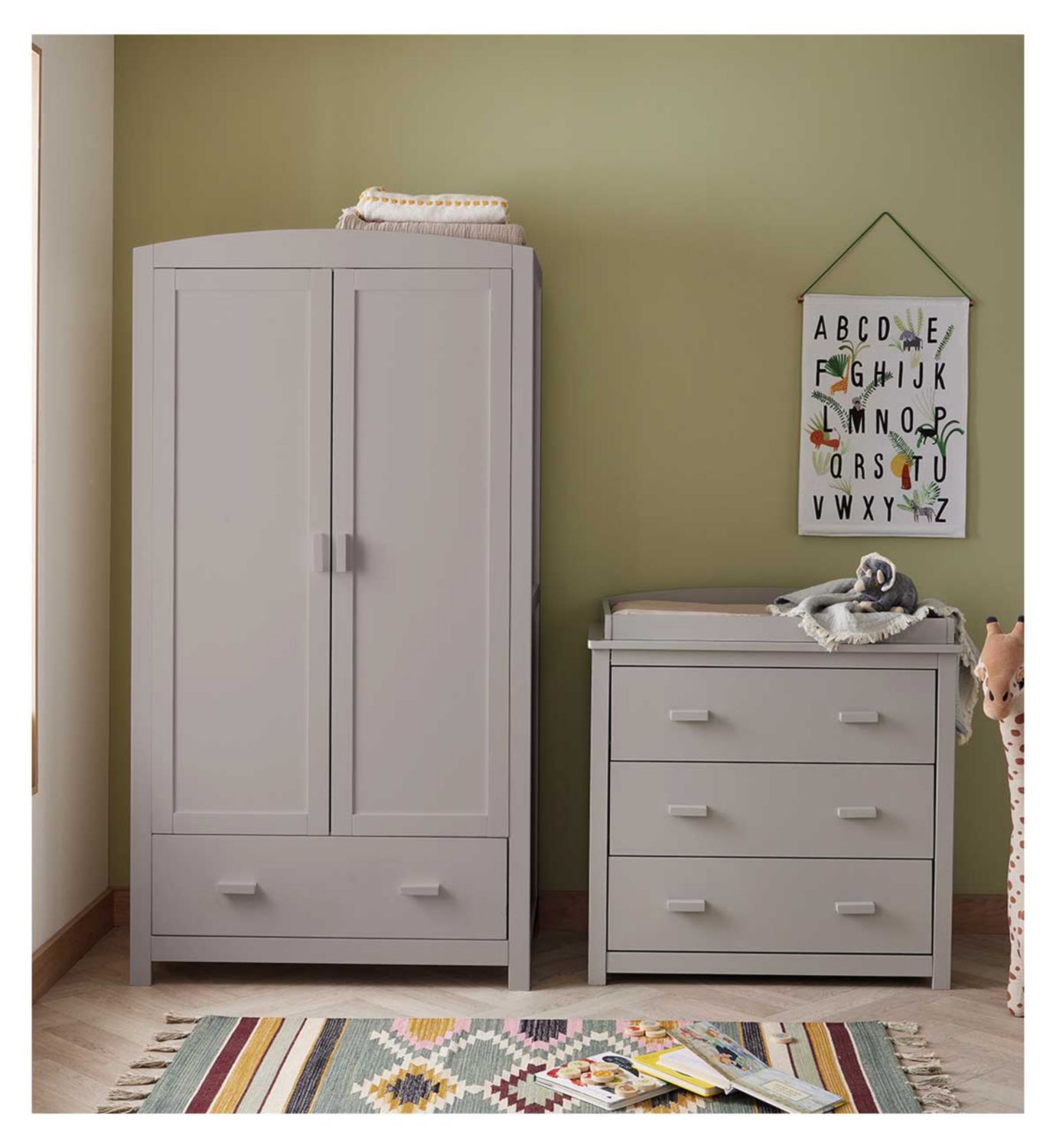 Babymore Mona 3 Piece Room Set Grey Changing Unit - British product