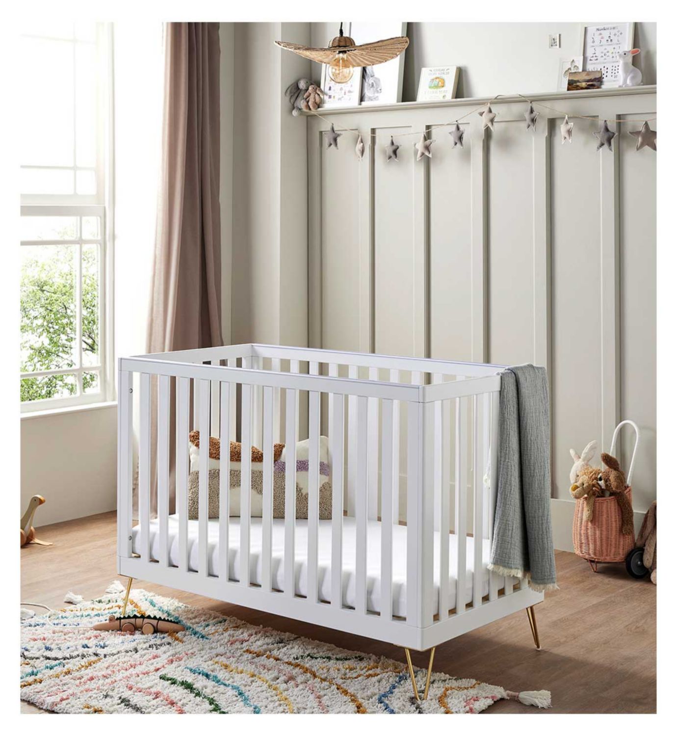 Babymore Kimi Convertible Cot Bed White Furniture - British product