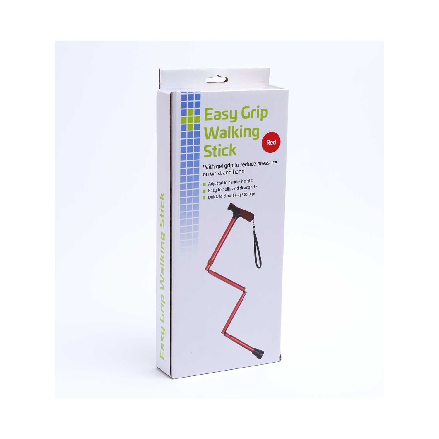 Crest folding walking stick red adjustable handle - British product