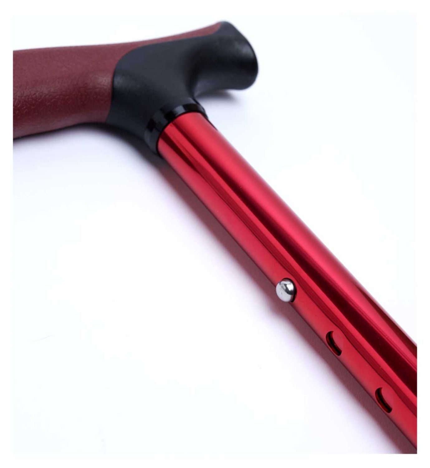 Crest folding walking stick red adjustable handle - British product