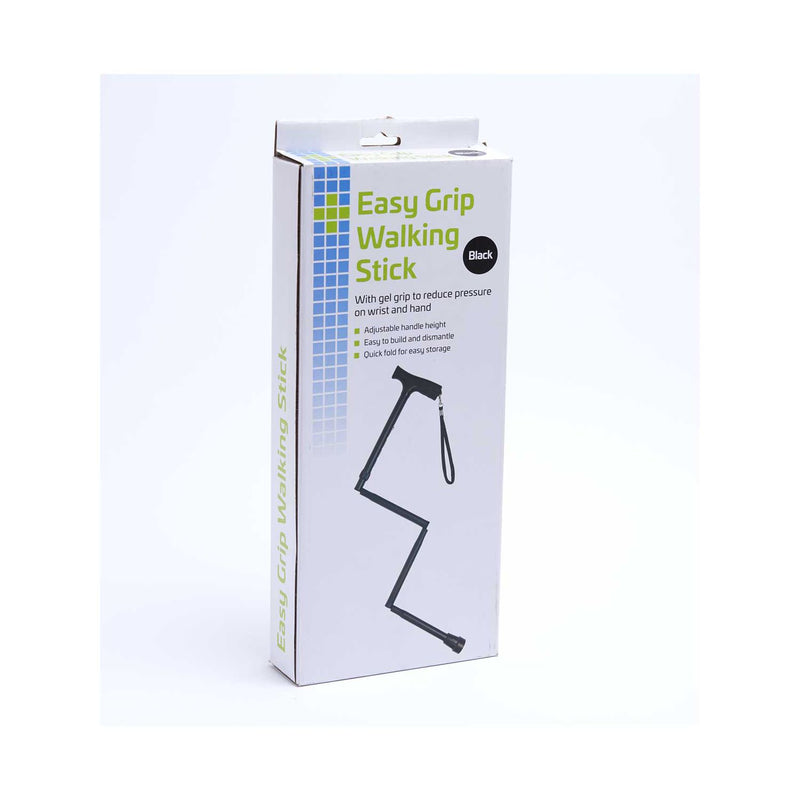 Crest Folding Walking Stick Gel Handle Adjustable Height - British product