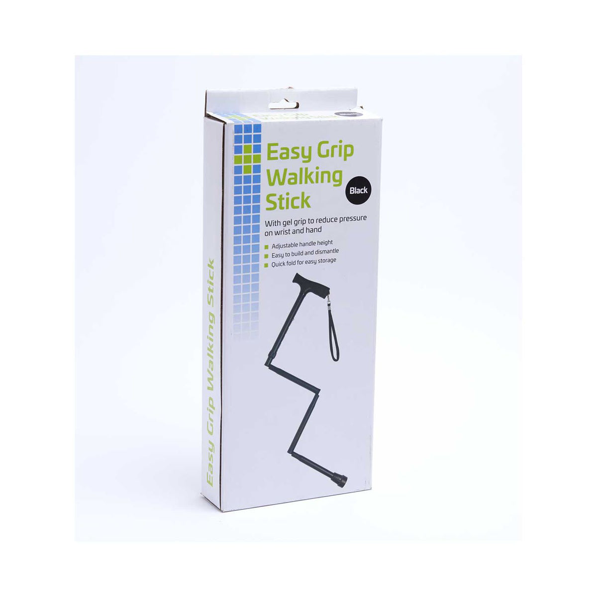 Crest Folding Walking Stick Gel Handle Adjustable Height - British product