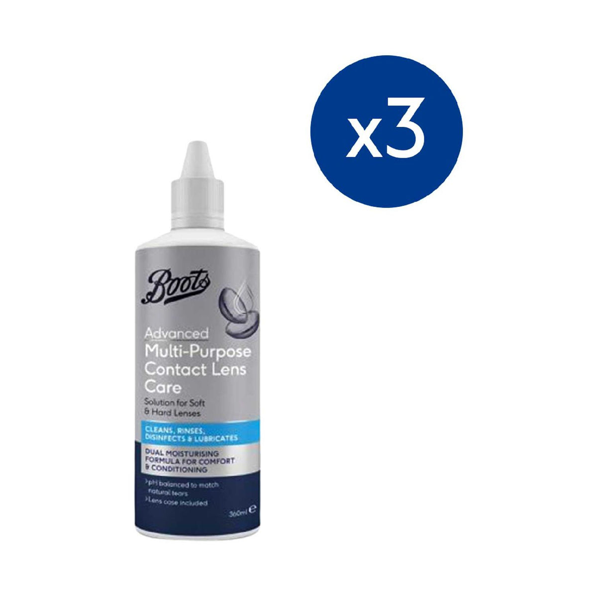 Boots Advanced Multi-Purpose Contact Lens Solution 3 x 360ml - British product