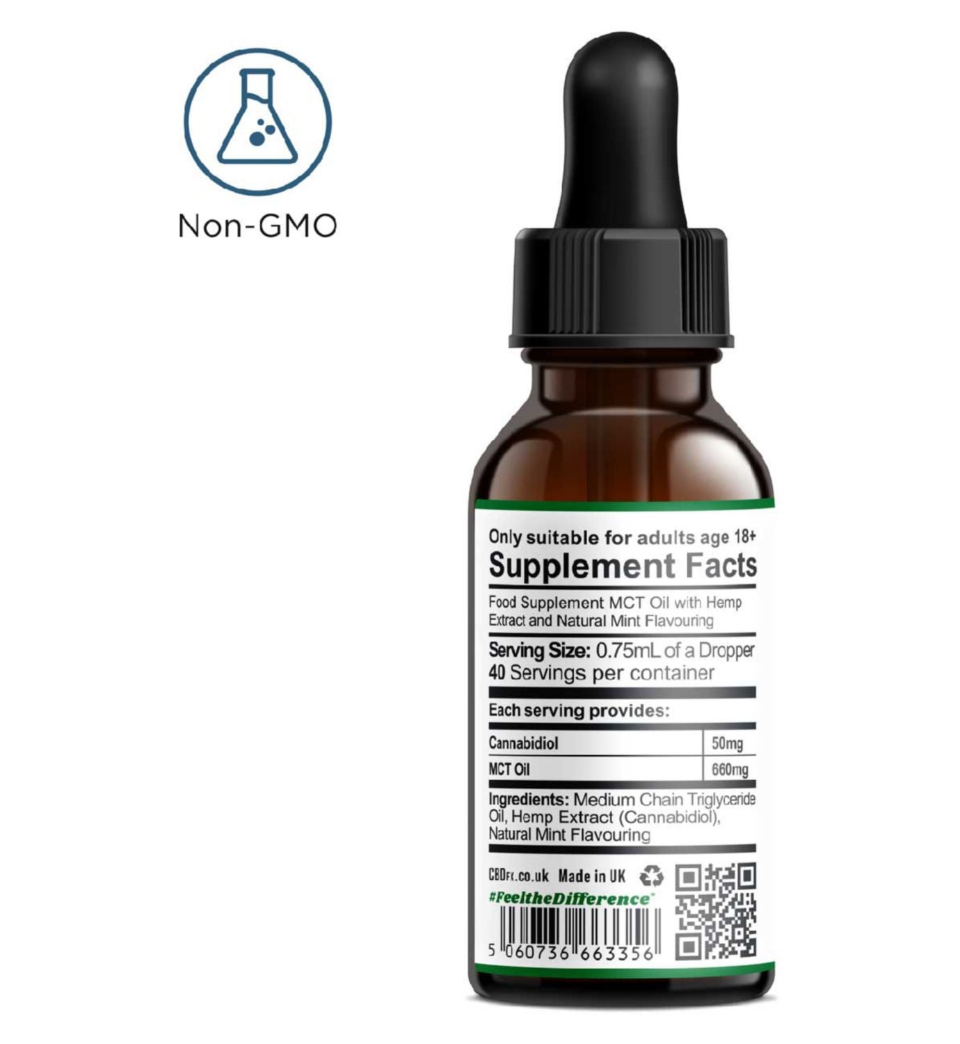 CBDfx CBD Drops Morning Mint 30ml - British product