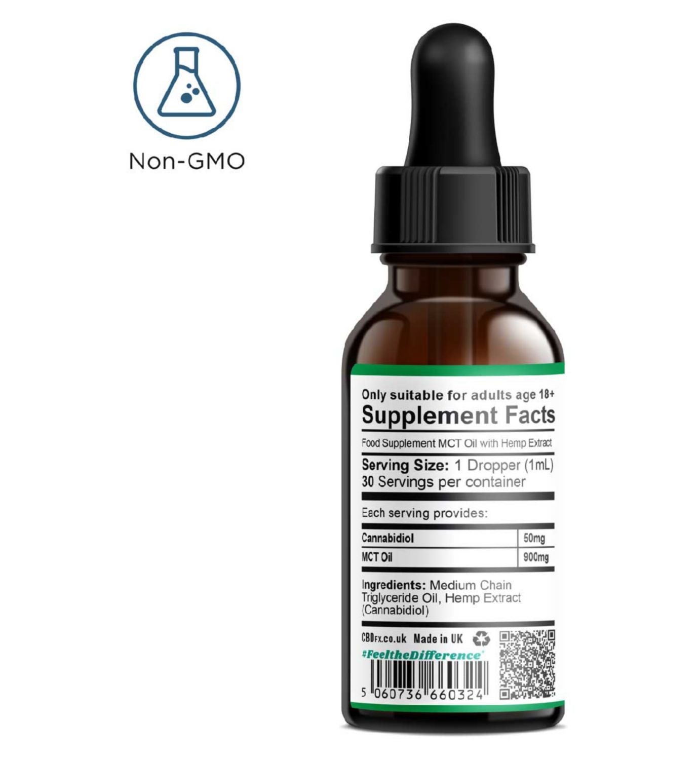 CBDfx CBD Oil Unflavoured Drops 30ml - British product