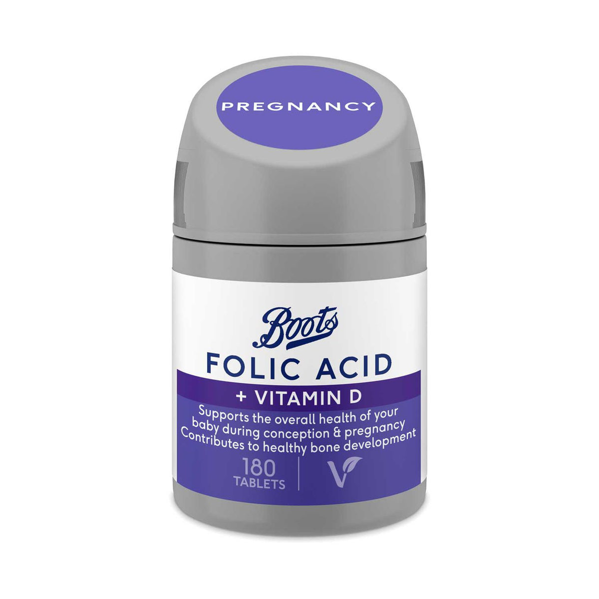 Boots Folic Acid plus Vitamin D tablets 180 Tablets - British product