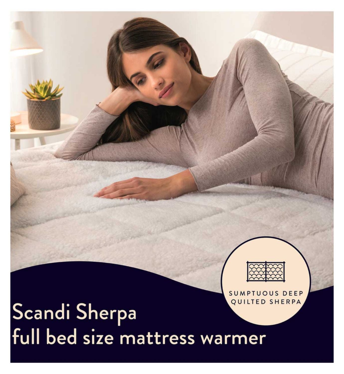 Dreamland Hunker Down Scandi Sherpa Mattress Warmer Double 190x137cm - British product