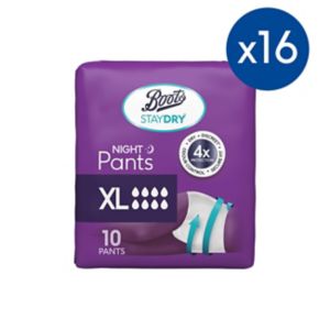 Boots Staydry Night Pants XL 160 Count Incontinence - British product